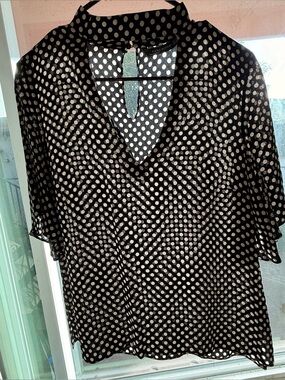 Zara black and white polka dot top